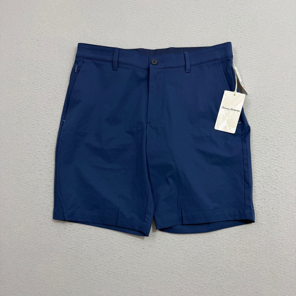 Tommy Bahama Shorts 33 Blue Barbados Pro 9 Island Navy Performance Flat Front